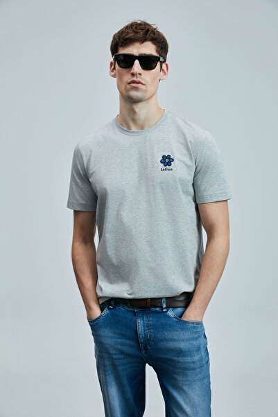 Lufian Tricou Modern Graphic Pace Gri