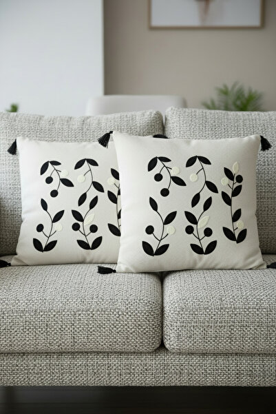 Alveka Home 2'li Punch Nakışlı Oturma Odası Balkon Bohem Kırlent Kılıfı Yastı...