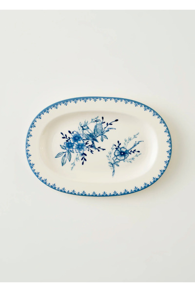 Bella Maison طبق تقديم صغير من البورسلين بلو بلانك باللون الأزرق (25 سم)