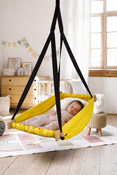 Bundeba Flow Sarı Ahşap Yaylı Zıpzıp Hamak Beşik Hoppala Tavana Asılan Hamak ...