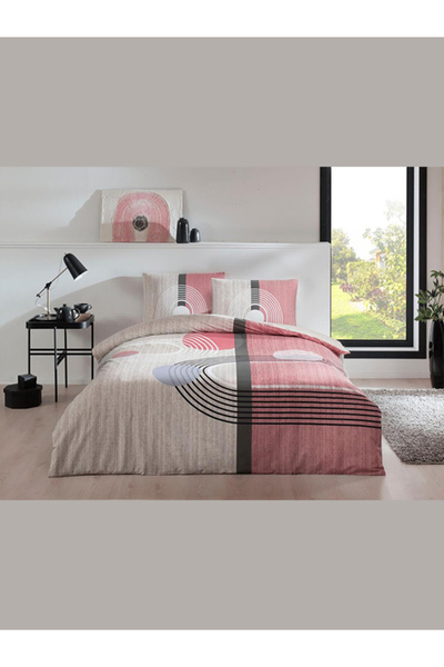 Taç Ranforce Queen Size Set posteljine 120' Alex Pink Elastična 160 cm x 220 cm
