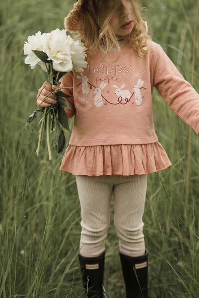 Cigit Set cu fustă cu imprimeu iepure și colanți cu volane pentru copii de 1-...