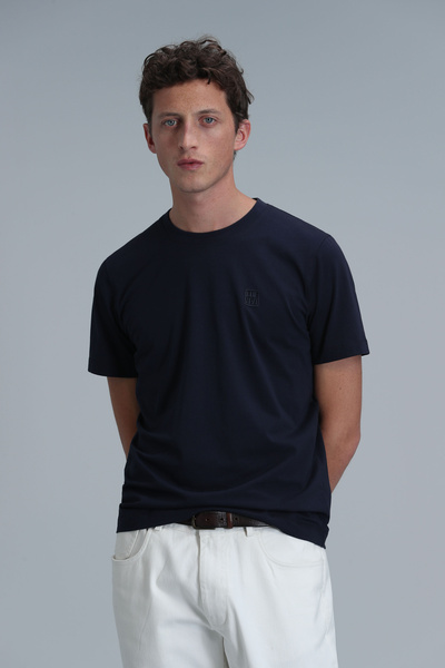 Lufian تي شيرت بابلو جرافيك حديث باللون الأزرق الداكن