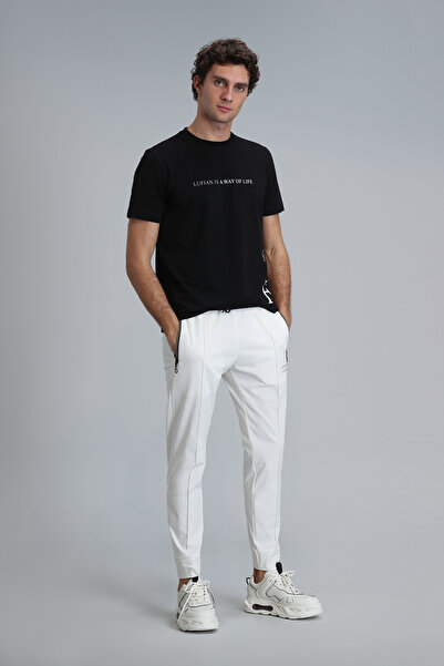 Lufian بنطال رياضي رجالي سريع باللون الأبيض الفاتح