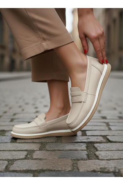 marinarosse Kadın Marcella Bej Günlük Düz Loafer Ayakkabı
