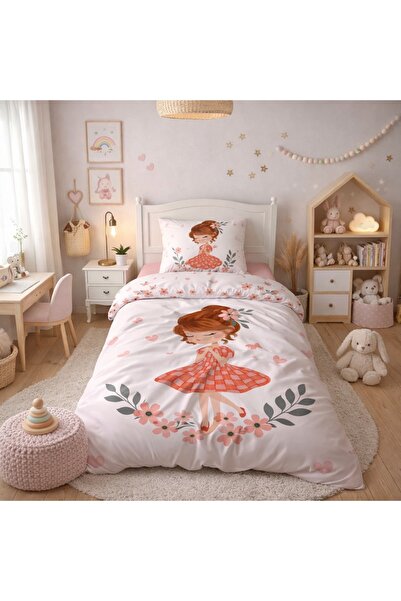 Evmila طقم غطاء لحاف بنقشة زهور للفتيات بدون ملاءة - 160×220 سم