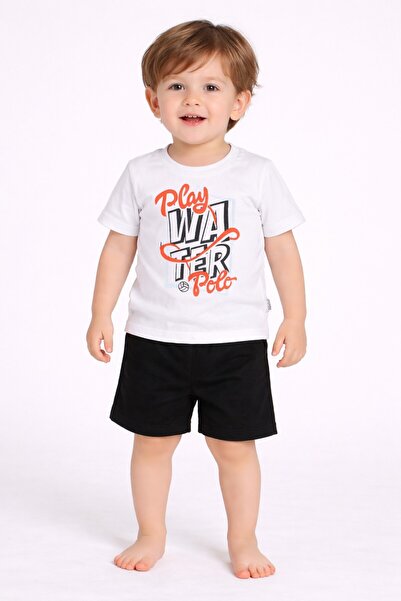 Chicsy Baby Play Polo Text Printed 2-Piece T-Shirt Top and Bottom Set
