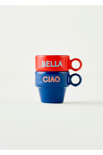 Bella Maison Set de 2 espresso Line albastru-roșu (105 cc)