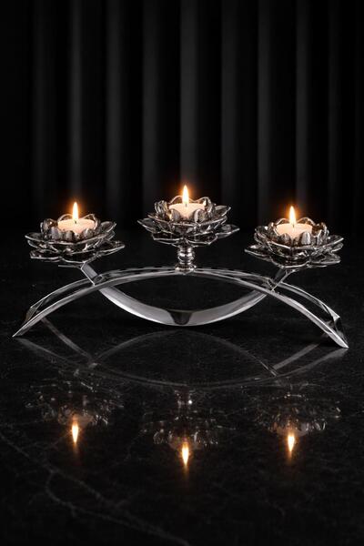 FLTS Dekoratif Gümüş Köprülü Şamdanlık | ev dekorassyon | yemek masası | masa...