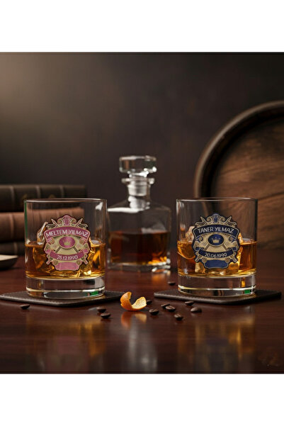 hesaplisiburada Kişiye özel İsimli Chvs tasarımlı Baskılı Viski Bardağı