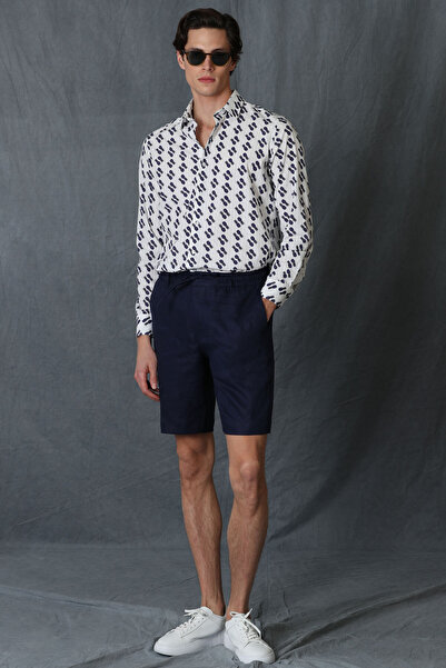 Lufian Peler Spor Erkek Chino Şort Slim Fit Lacivert