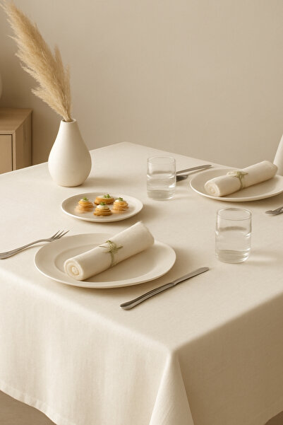 Bimotif مفرش طاولة حرير عثماني كريمي بدون رعاية 100x100 سم