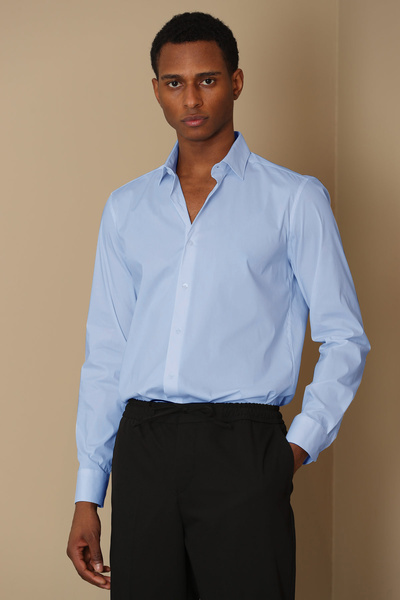 Lufian Чоловіча сорочка Austin Slim Fit синього кольору