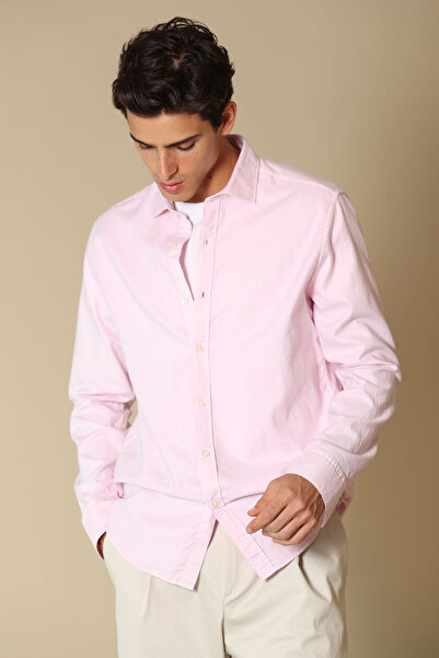 Lufian Valentın Erkek Smart Gömlek Comfort Slim Fit Pembe
