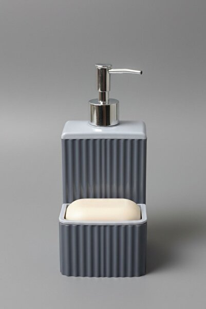 GLUS Sünger ve Katı Sabunluk Hazneli Gri Banyo Sıvı Sabunluk | Mutfak Sıvı Sa...