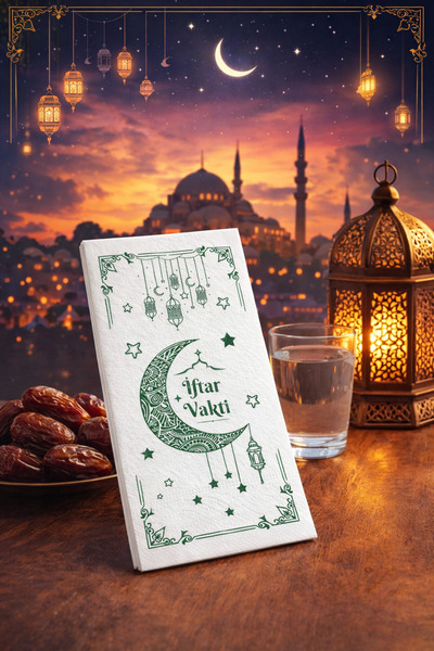 Dekals 25 Adet "İftar Vakti" Yazılı BEYAZ Peçete Ramazan Temalı Kraft Peçeti ...