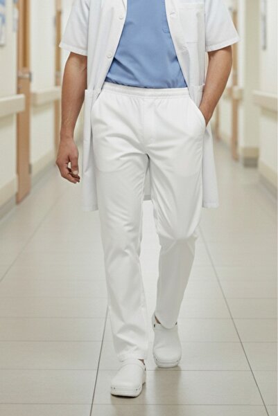 DENİZ İŞ Men's Alpaca Elastic Pants - White