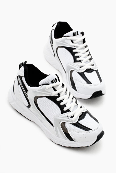 Tonny Black Pantofi sport unisex, albi, confortabili, cu talpă Faylon, cu șir...