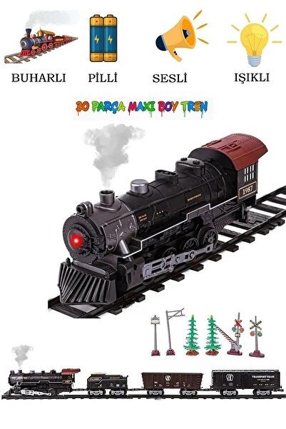 MJ TOYS Işıklı Ve Sesli Classic Buharlı Tren Set 30 Parça Hediyelik Oyuncak L...
