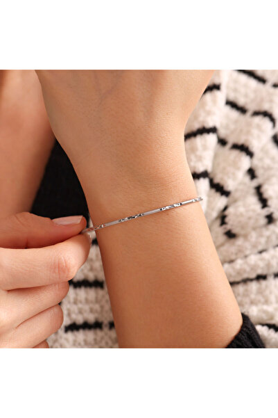 Sembol Gold Beyaz Altın Ajda Bilezik Desenli