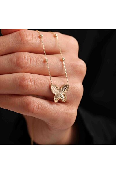 Sembol Gold Altın Kelebek Kolye Dorikalı