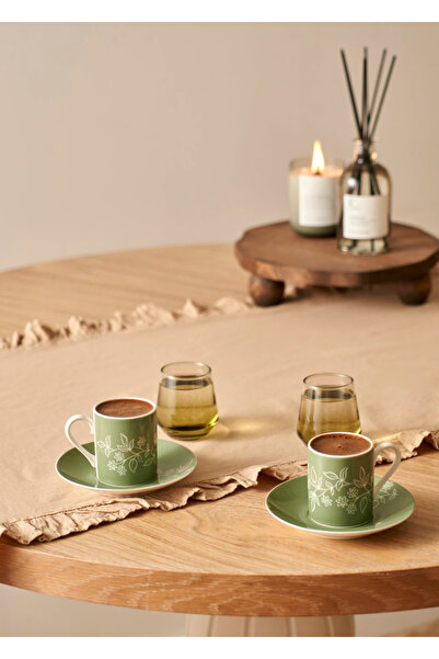 Bella Maison Set de 2 căni de cafea din porțelan pentru grădină, verde (90 cc)