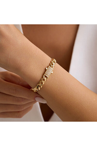 Sembol Gold Altın Gurmet Bileklik İtaly Kilit 19 cm En 7 mm