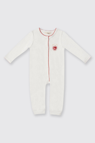 Panço Yenidoğan Baskı Detaylı Ekru Tulum