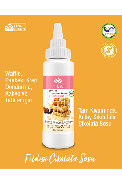 Milat Beyaz Tatlı Sos (Glutensiz) 300 g - Waffle & Krep & Pankek & Tatlı & Do...