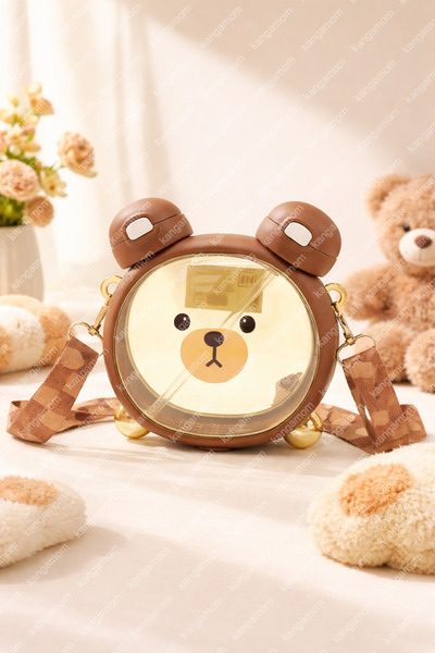 M&B WATER BOTTLE Sevimli Ayıcıklı Matara, Çift Kapaklı, Pipetli Çocuk Suluk O...