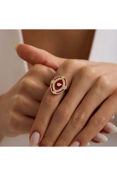 Sembol Gold Passion Eye 14 Ayar Altın Yüzük Ruby
