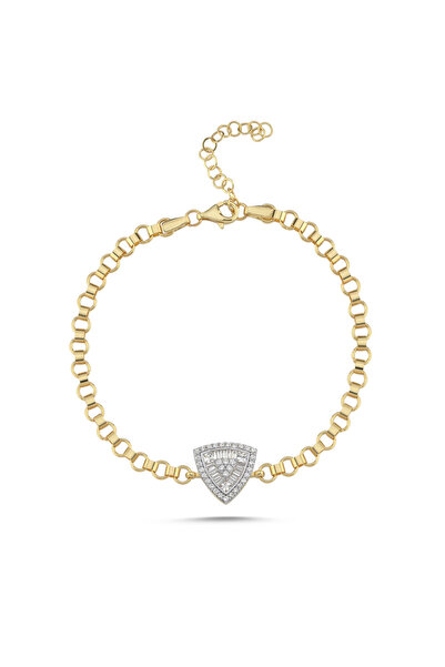Sembol Gold Baget Bileklik Üçgen Tasarım 4 mm-18-21 cm
