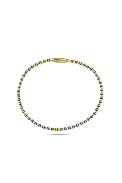 Sembol Gold 14 Ayar Yeşil Mineli Dorikalı Altın Bileklik | İtalyan Kilitli