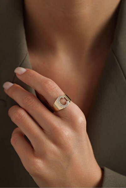 Sembol Gold Harf Yüzük 14 Ayar  -C-