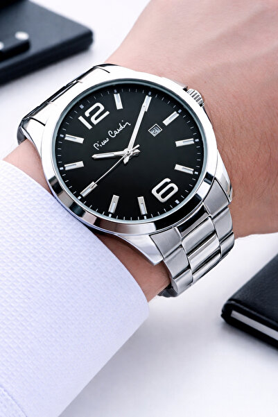 Pierre Cardin ساعة يد رجالية - سوار فولاذي، مع تقويم، مقاومة للماء 3 ATM، قرص...