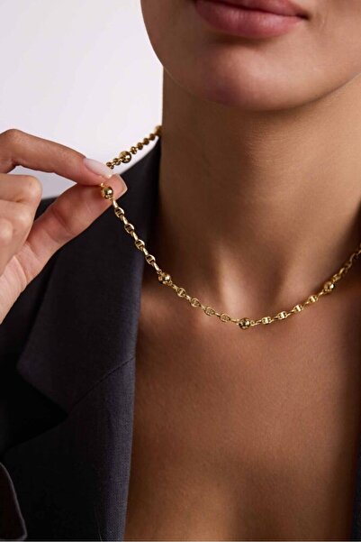 Sembol Gold 14 Ayar Altın Barlı Toplu Zincir 50 cm