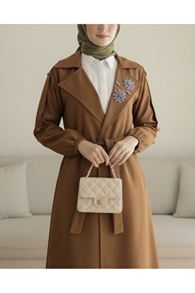 HİJABAYA Παλτό καμπαρντίνας με μανίκια με πέτρα με καρφίτσα