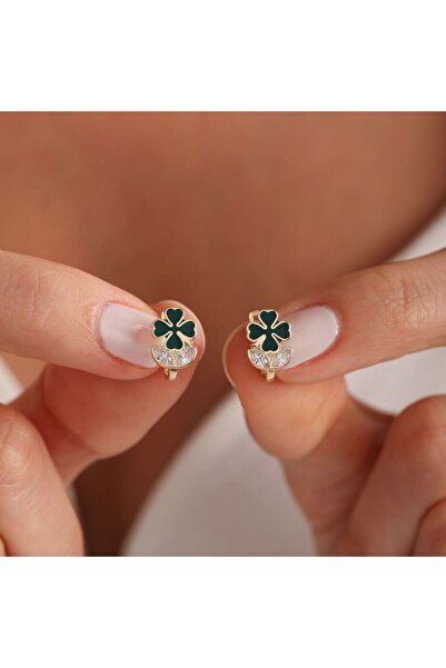 Sembol Gold Altın Çocuk Küpesi Yonca