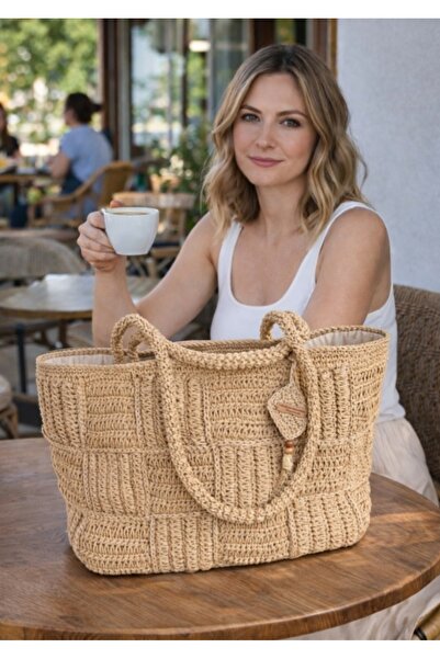 Handmade El Yapımı Örgü Hasır Omuz Çantası