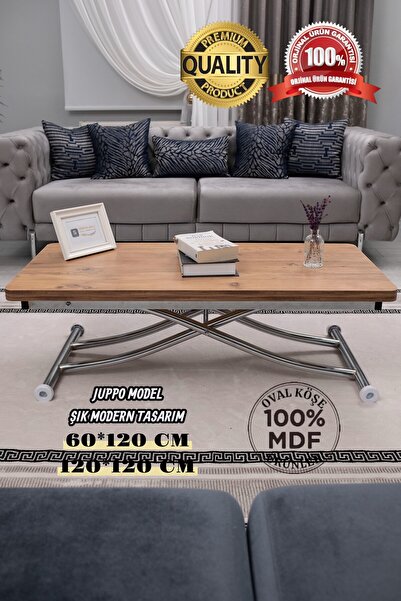 SEHPAM AKILLI Akıllı Sehpa Üst Tabla Mdf Efesçam Oval Köşe Alt Krom Kaplama I...