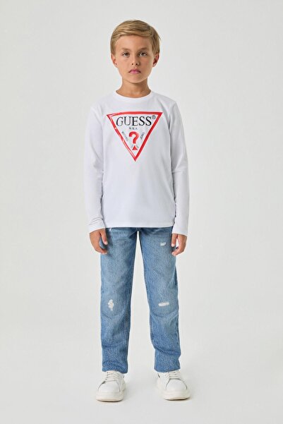 Guess Tricou alb pentru băiat BG Store