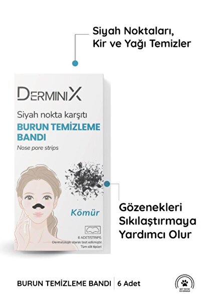 Derminix Kömürlü Siyah Nokta Karşıtı Burun Temizleme Bandı