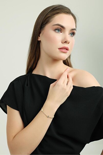 Sembol Gold Yonca Altın Bileklik Kare Forse 3 mm 20 cm