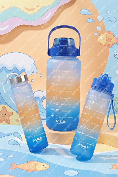 M&B WATER BOTTLE 3-Piece Motivational Water Bottle Set - Water Bottle with St...