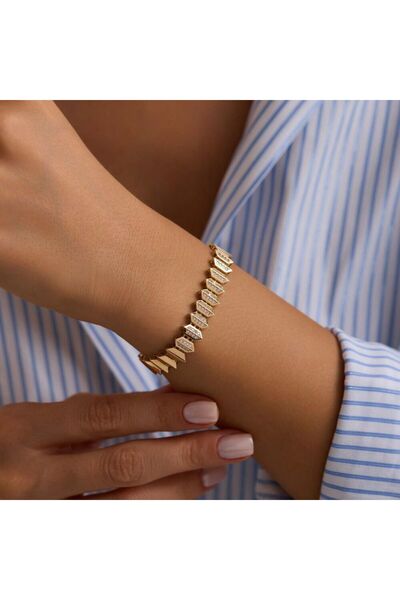 Sembol Gold 14 Ayar Piramit Kordon Bileklik 10 mm 19 cm