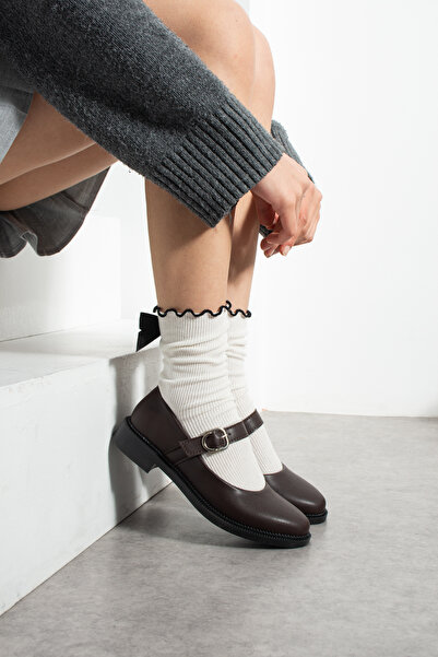 guijarro Women's Brown Low-Heeled Shoes - Comfortable Fit Casual Mary Jane Shoes