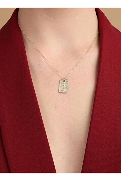 Sembol Gold 14 Ayar Özel İşlemeli Altın Kolye – Geometrik ve Çiçek Detaylı Şı...