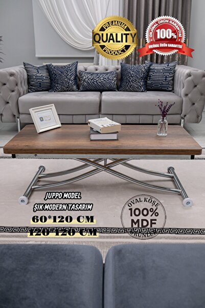 SEHPAM AKILLI Akıllı Sehpa Üst Tabla Mdf Barok Koyu Ceviz Oval Köşe Alt Krom ...