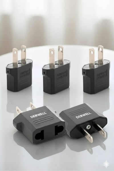 Derwell 5 Adet Türk Fişi Amerikan Tip Fişe Çevirici Seyahat Adaptörü 2 Pinli ...
