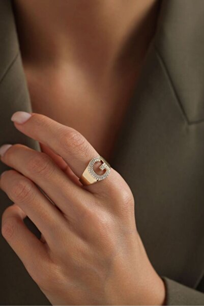 Sembol Gold Harf Yüzük 14 Ayar  -G-